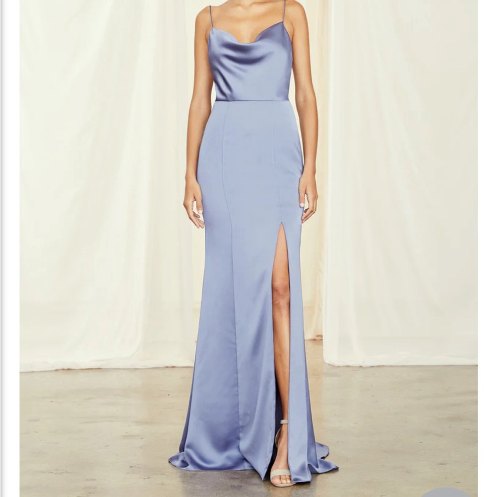 amsale Chloe - Slate long bridesmaid dress